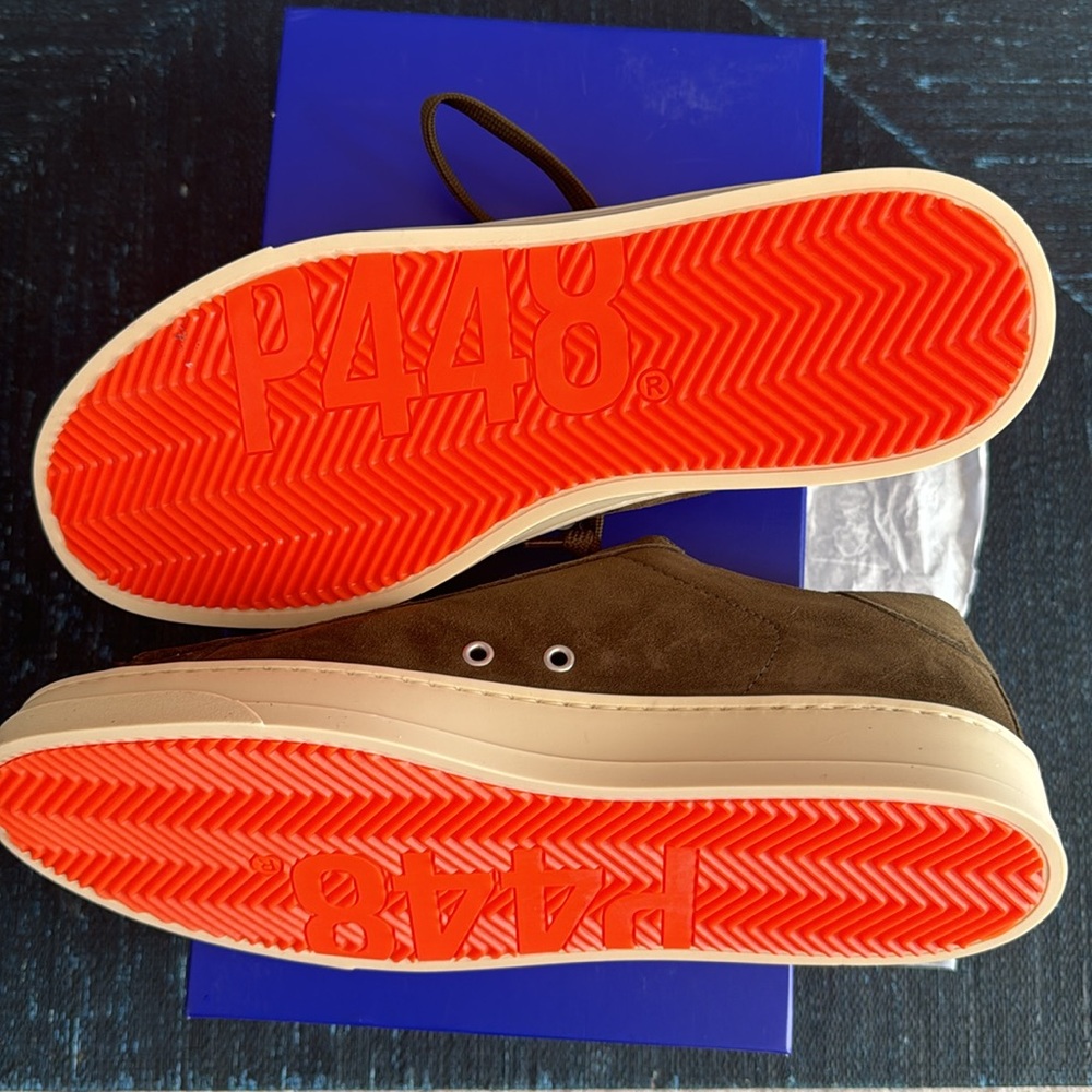 P448 Olive Suede Lace-Up Sneakers - Picture 2 of 3